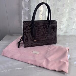 Radley London Brown Embossed Leather Handbag with Dust Bag No Shoulder Strap